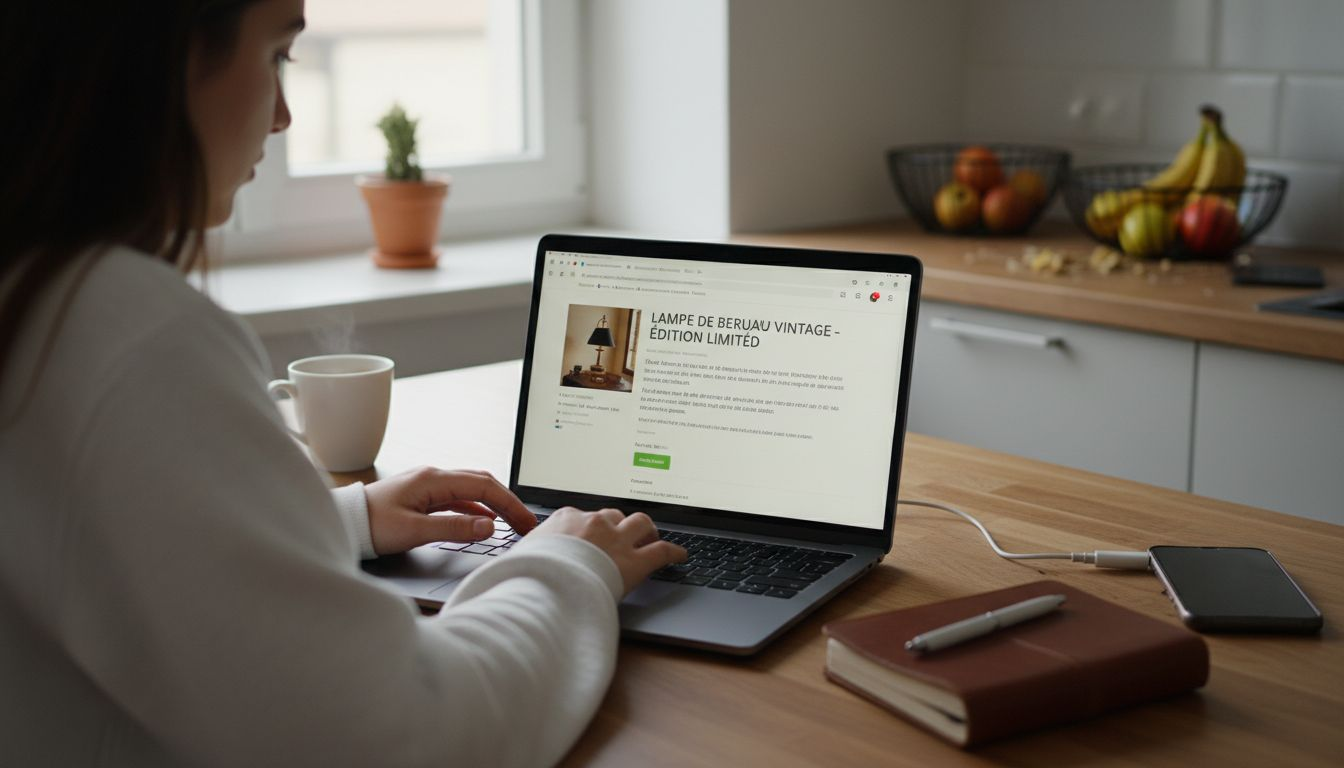 Une jeune entrepreneure en plein lancement de sa première campagne Shopping sur Shopify