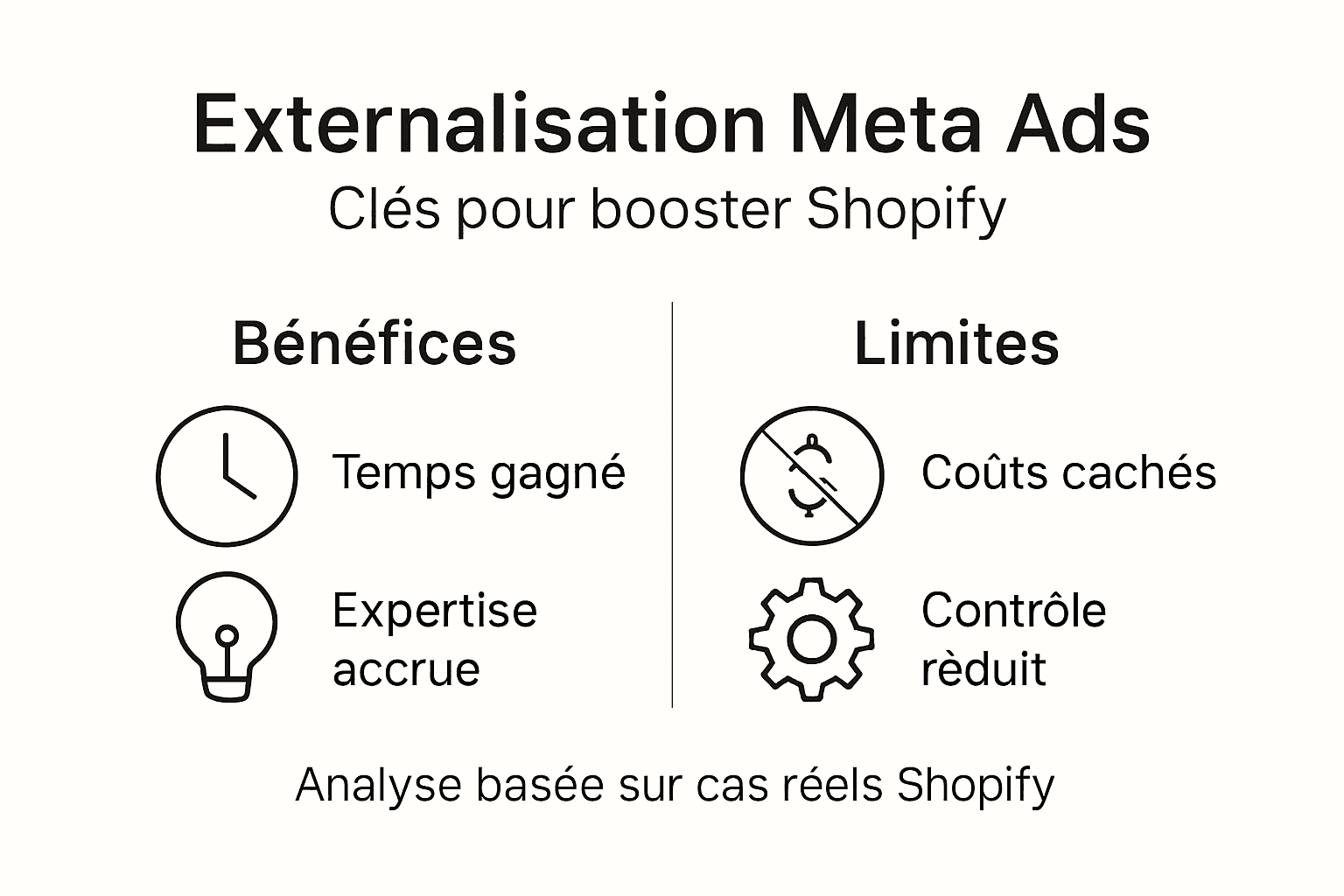 Infographie : avantages et inconvénients de l’externalisation des campagnes Meta Ads