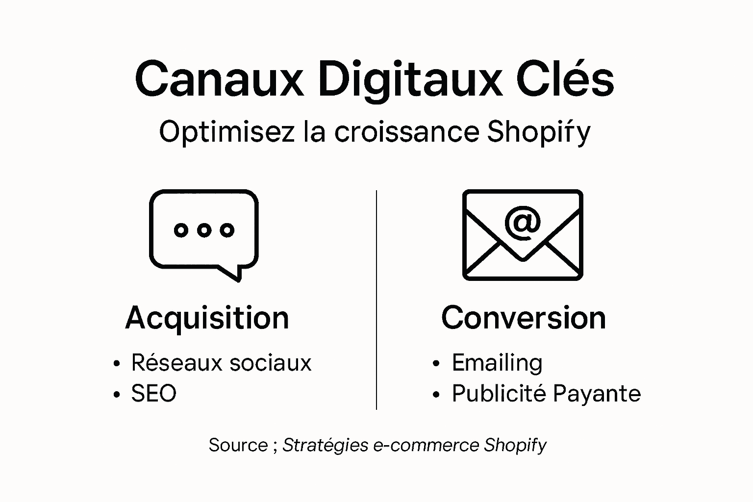 Visuel récapitulatif des principaux leviers du marketing digital