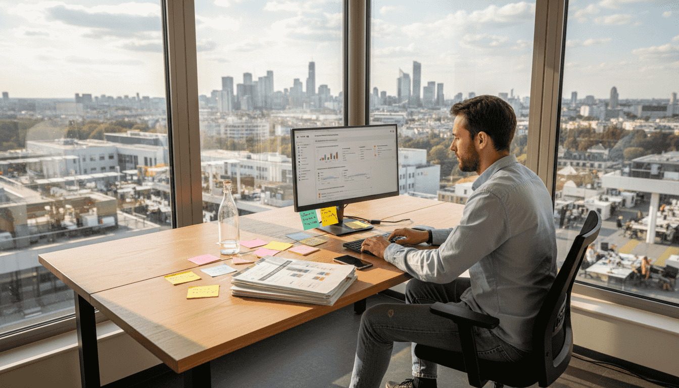 Chef d’entreprise en train de paramétrer des campagnes Meta Ads pour sa boutique en ligne