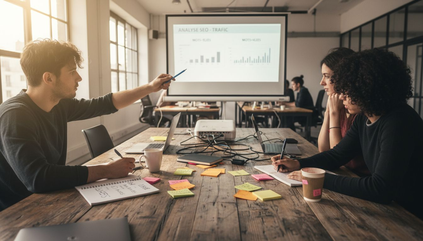 L’équipe e-commerce passe en revue les résultats de la campagne SEO pour optimiser ses performances.