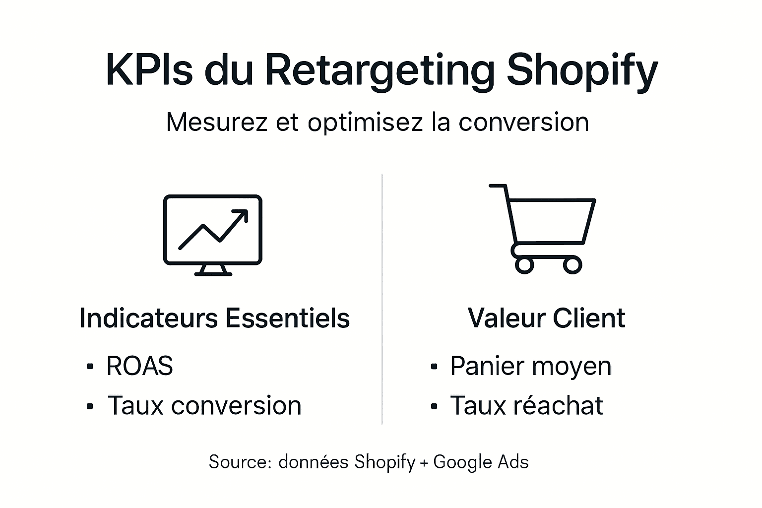 Visualisation des indicateurs incontournables pour le retargeting sur Shopify