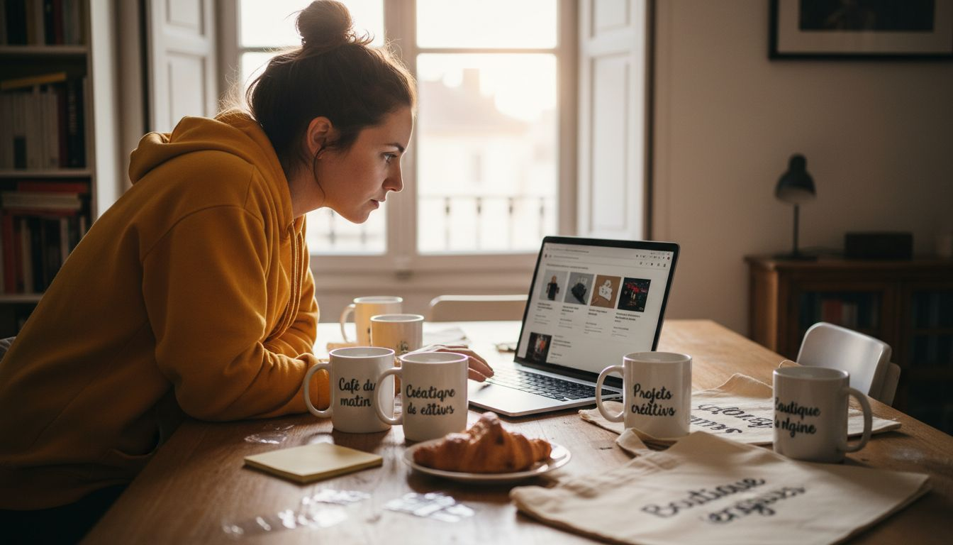 Gérant d’une boutique Shopify en train de planifier la mise en avant de ses produits à travers des campagnes publicitaires