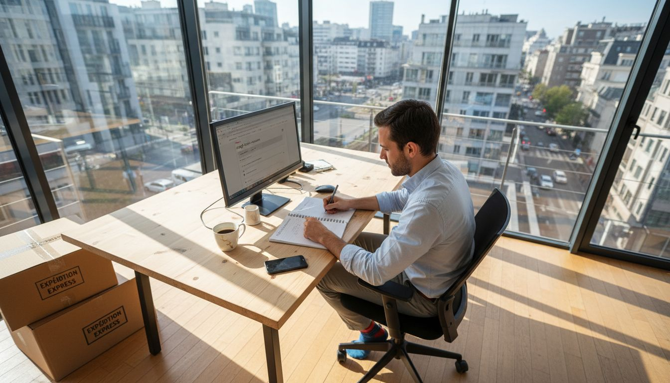 Responsable e-commerce en pleine analyse des performances Google Ads, installé à son bureau.