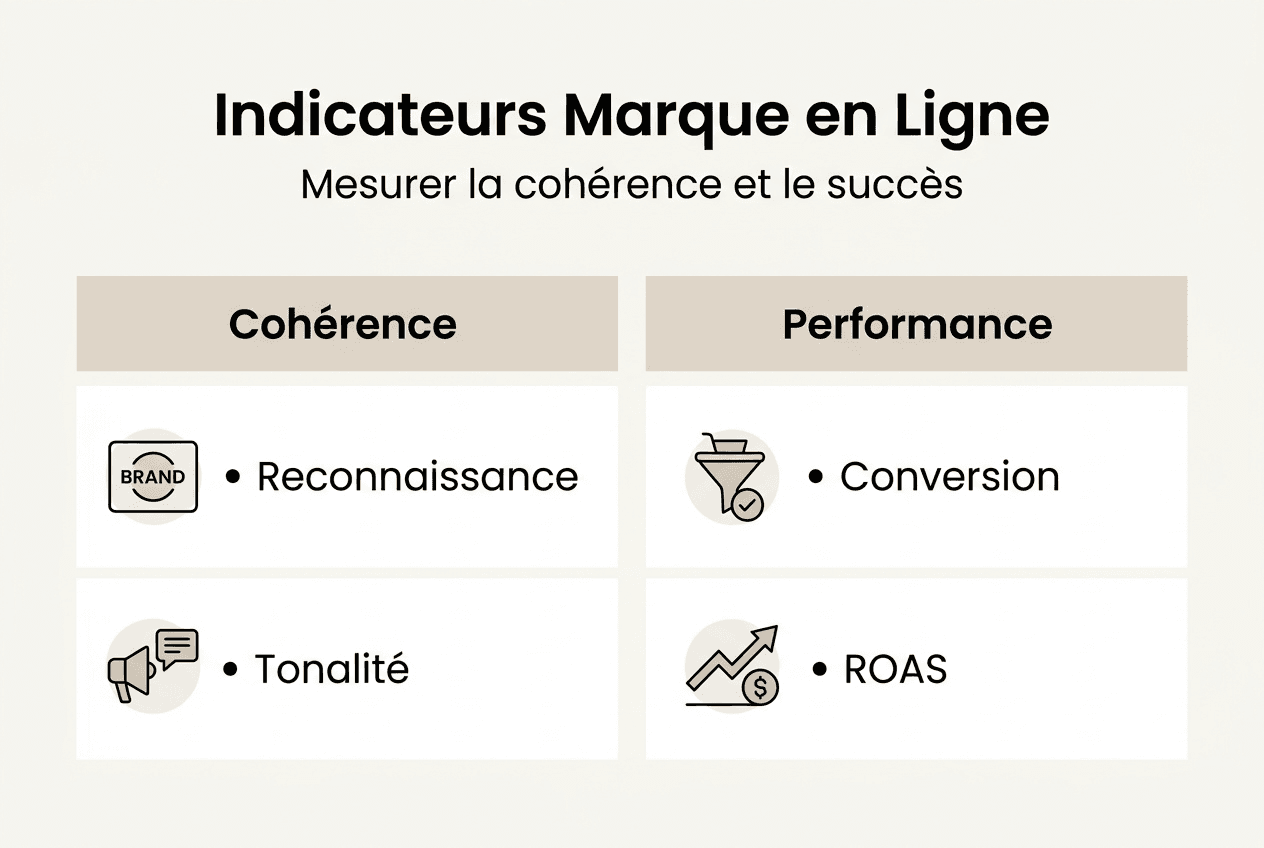Visuel récapitulatif des principaux indicateurs de performance d’une marque sur le web