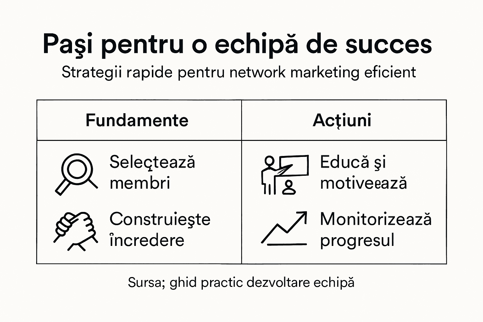 Infografic: cum să îți construiești o strategie eficientă de lucru în echipă pentru succes în network marketing