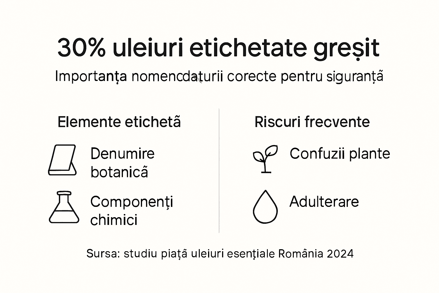 Infografic ce prezintă principalele elemente de nomenclatură și potențialele riscuri asociate