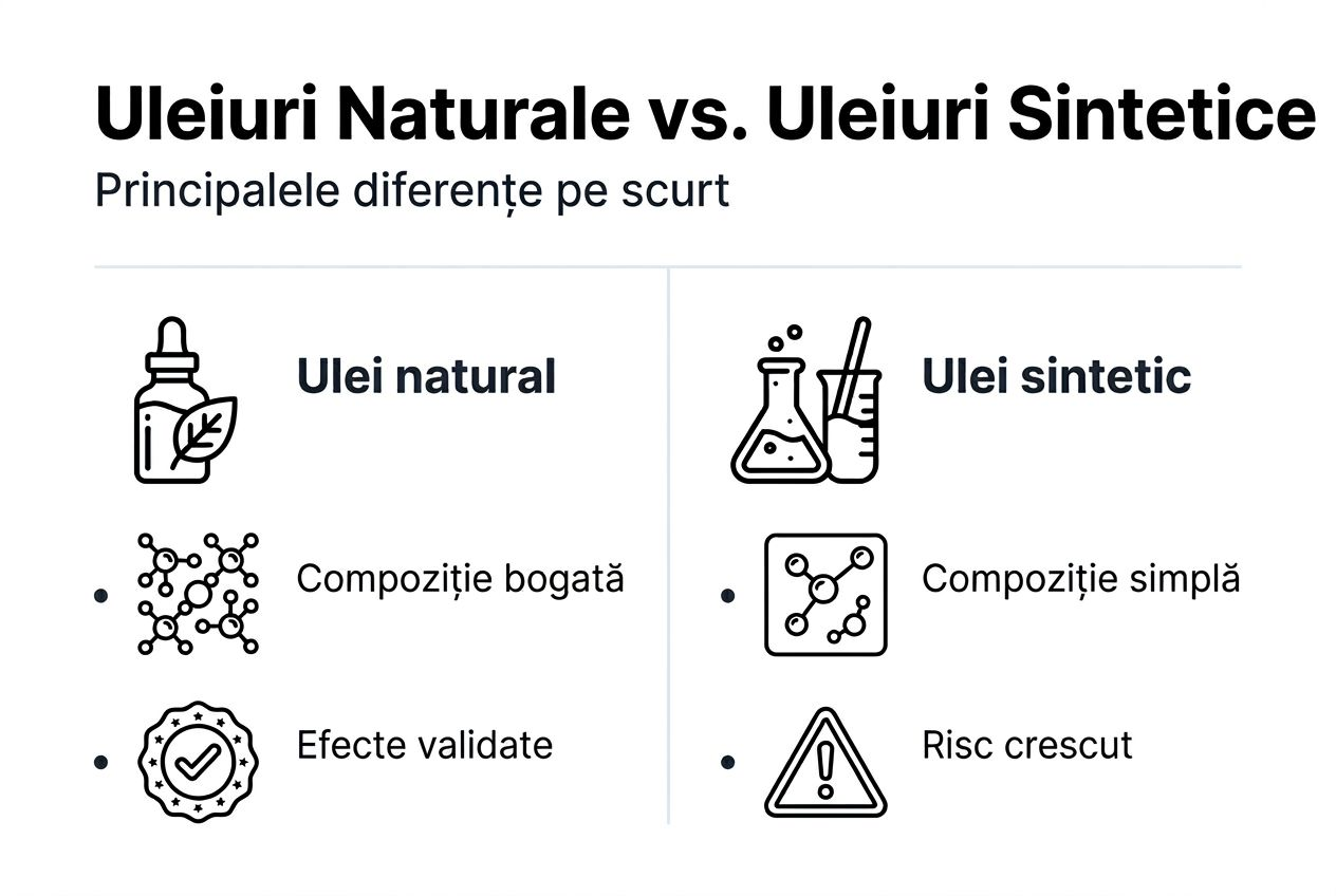Infografic: Cum se diferențiază uleiul natural de cel sintetic
