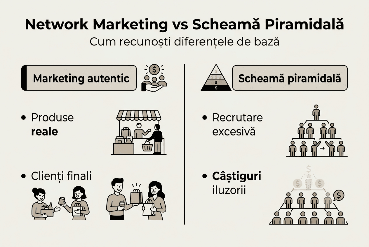Cum faci diferența între network marketing și o schemă piramidală