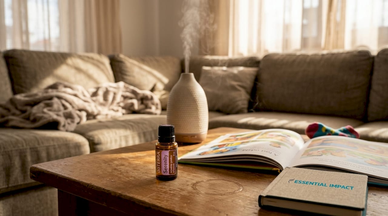 Am folosit blendul doTERRA Serenity în difuzor, chiar în sufrageria familiei, pentru a crea o atmosferă relaxantă și liniștită.