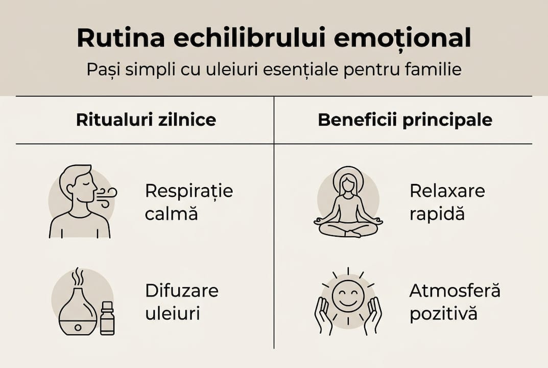 Infografic: Cum te pot ajuta uleiurile esențiale să-ți găsești echilibrul emoțional