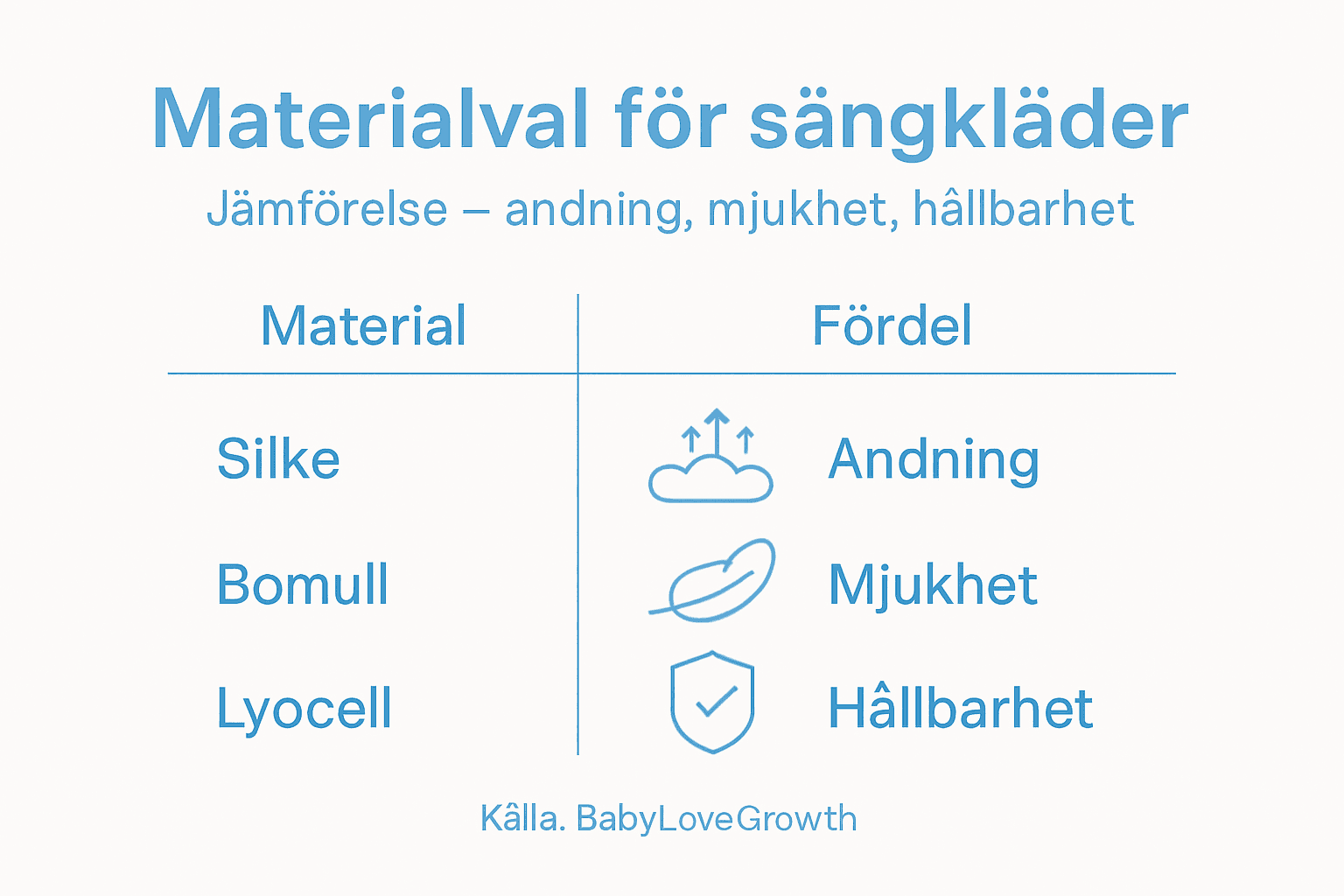 Illustration: Olika material för sängkläder och deras fördelar