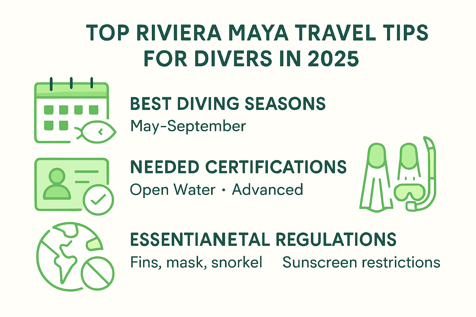 Infographic of top travel tips for Riviera Maya diving