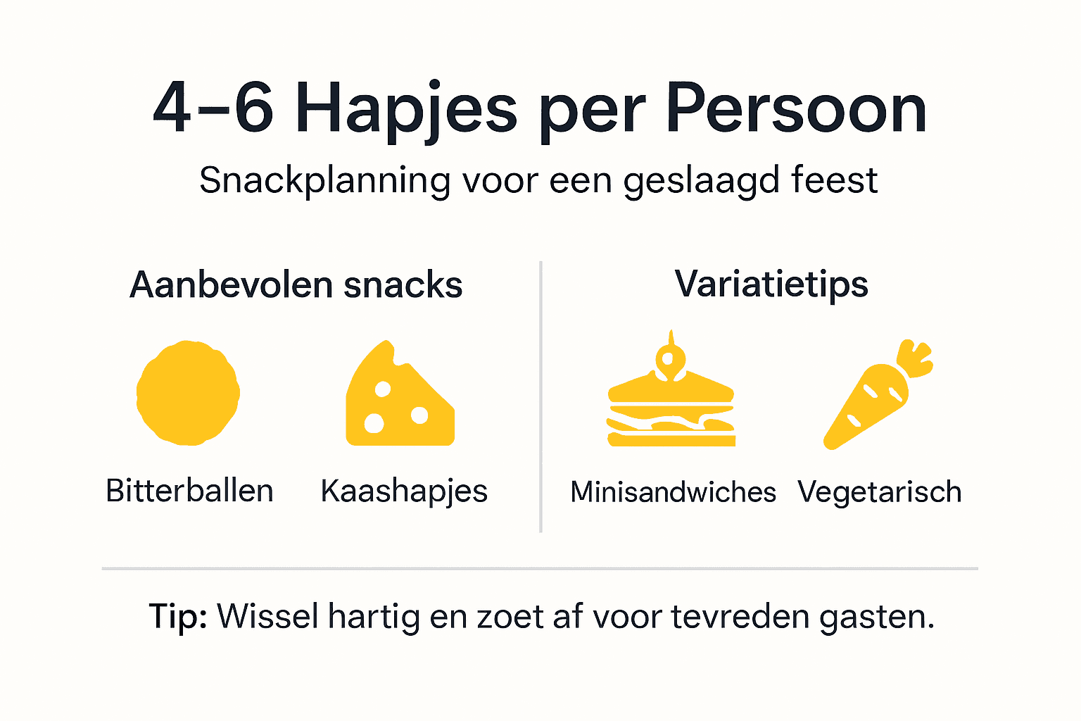 Infographic: Hoeveel snacks serveer je op een feestje en welke variatie kies je?