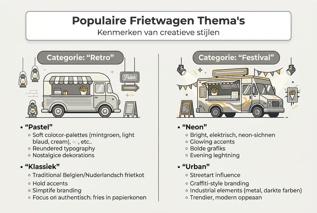 Infographic: populaire thema's en kenmerken van de frietwagen