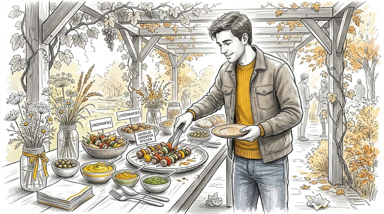 Een gevarieerd buffet met vegetarische en veganistische hapjes samenstellen