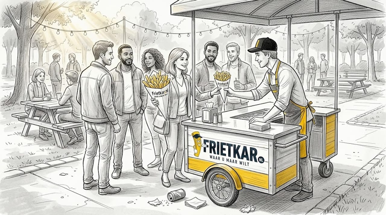 Bezoekers doen zich tegoed aan lekkere hapjes bij de snackkar op het evenement.