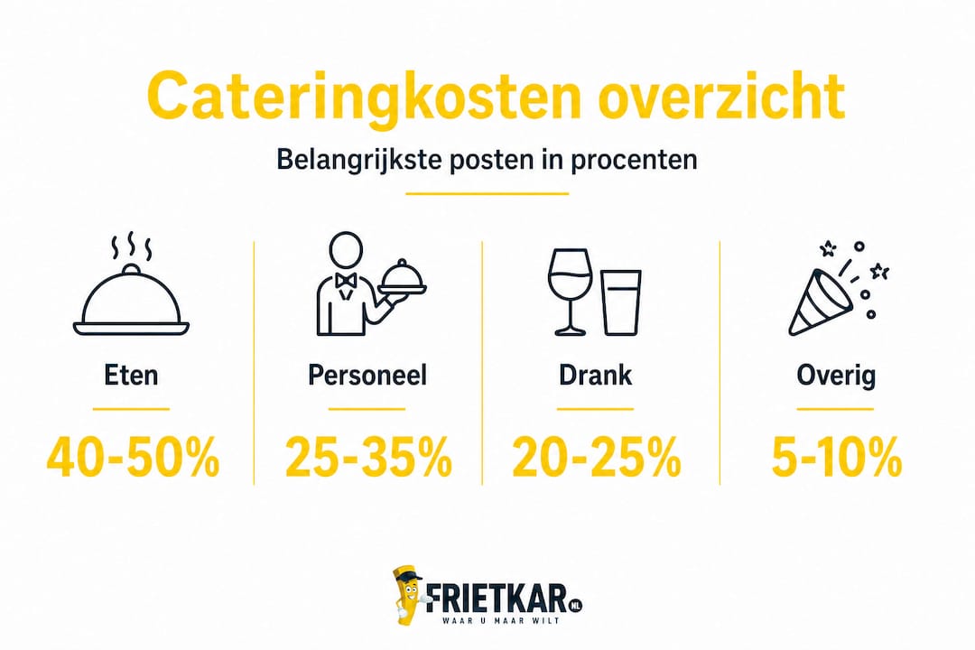 Overzichtelijke infographic met de verdeling van cateringkosten in heldere percentages