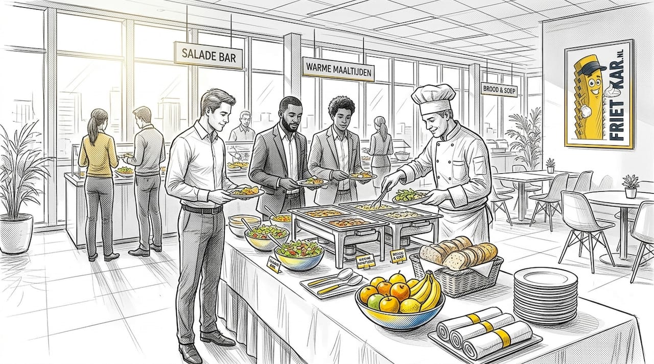 Een gezellig bedrijfsuitje met een uitgebreid buffet, gewoon bij ons op kantoor.