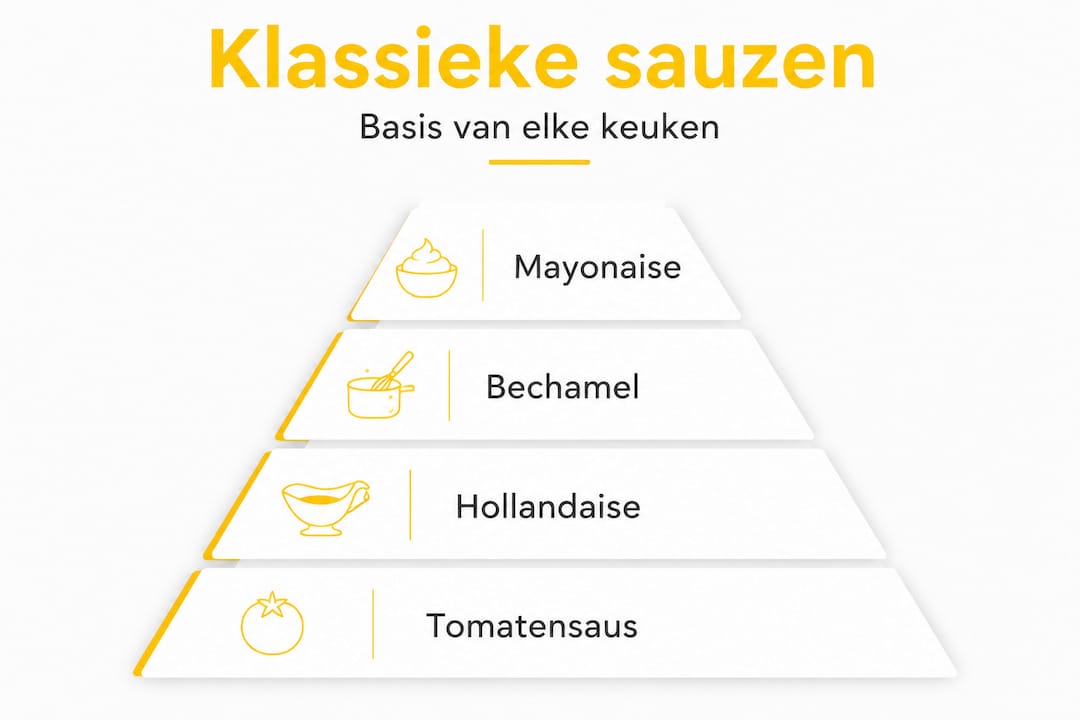 Infographic: de sauzenpiramide – een overzicht van klassieke basissauzen