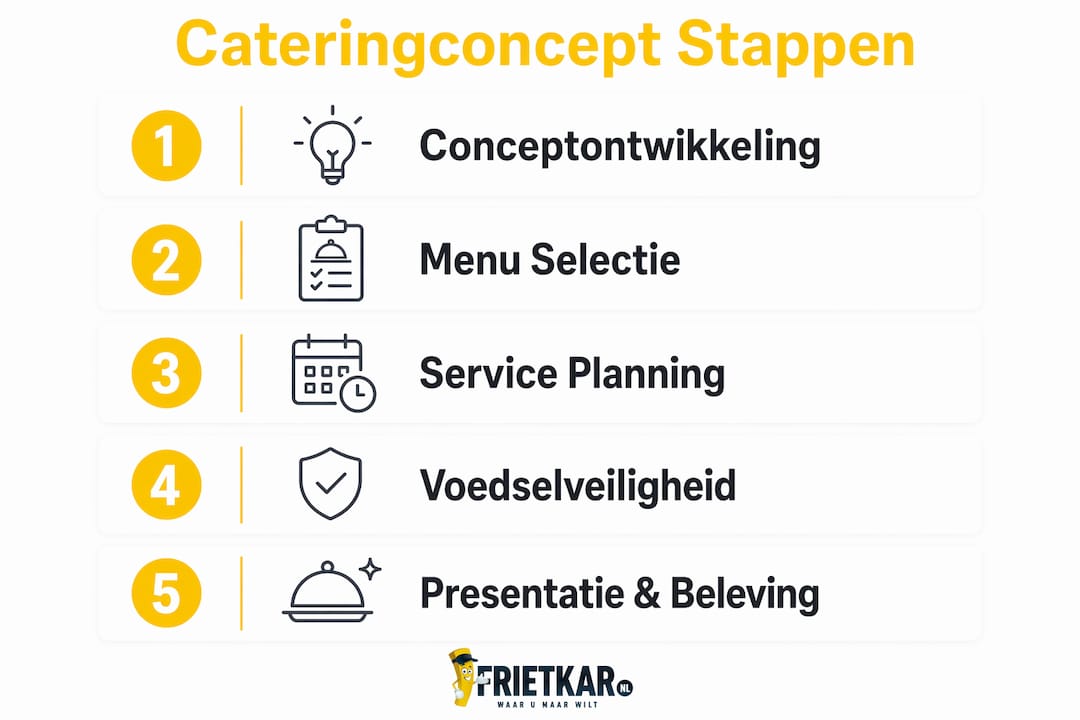 Overzichtelijke infographic met de verschillende stappen binnen ons cateringconcept