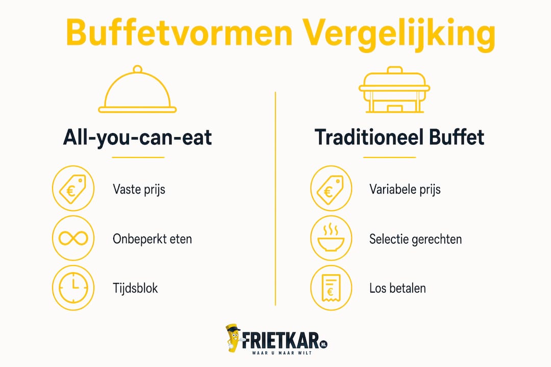 Infographic: de verschillen tussen all-you-can-eat en het traditionele buffet op een rij