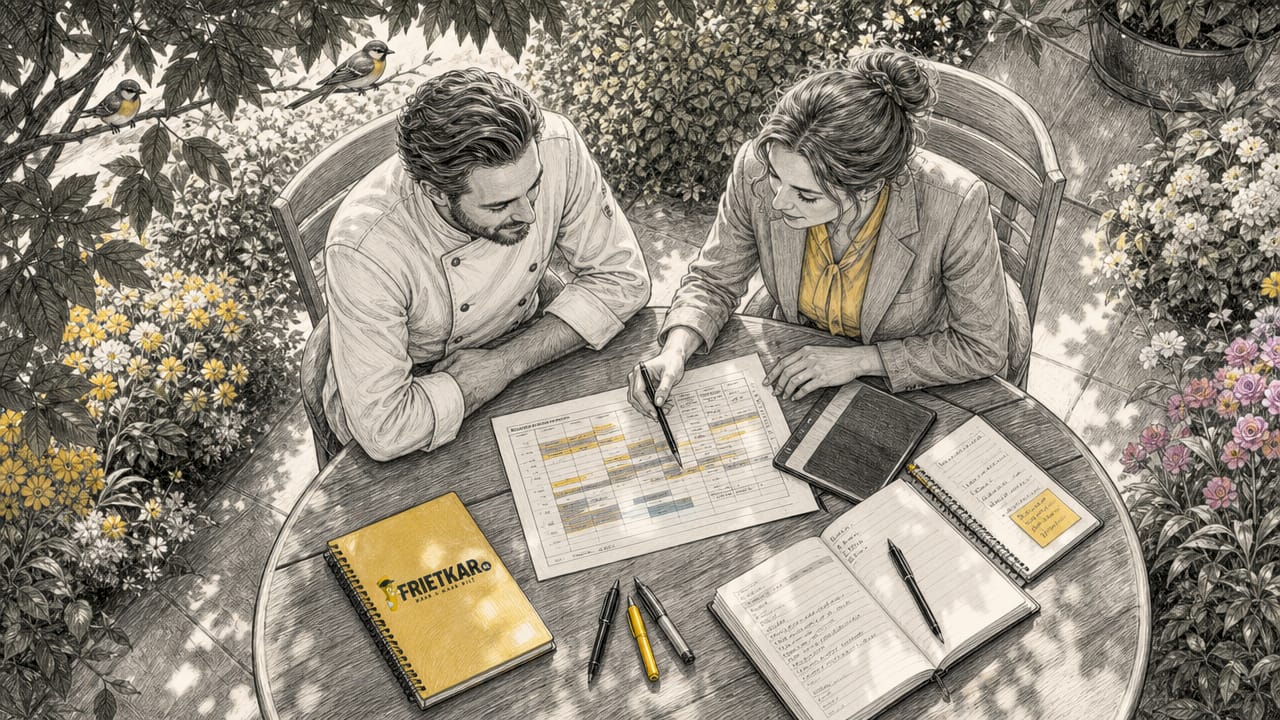 De cateraar en de eventplanner stemmen samen het draaiboek af.