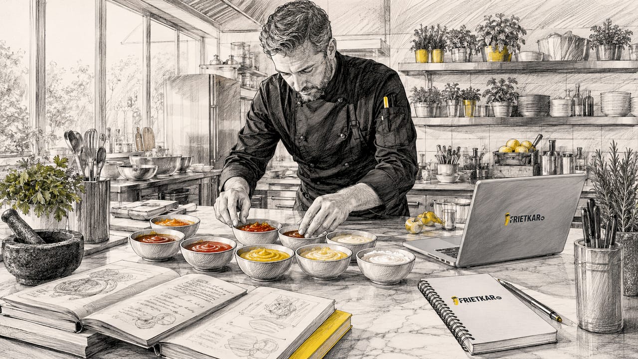 In de keuken is de chef druk bezig met het bereiden van de meest geliefde sauzen.