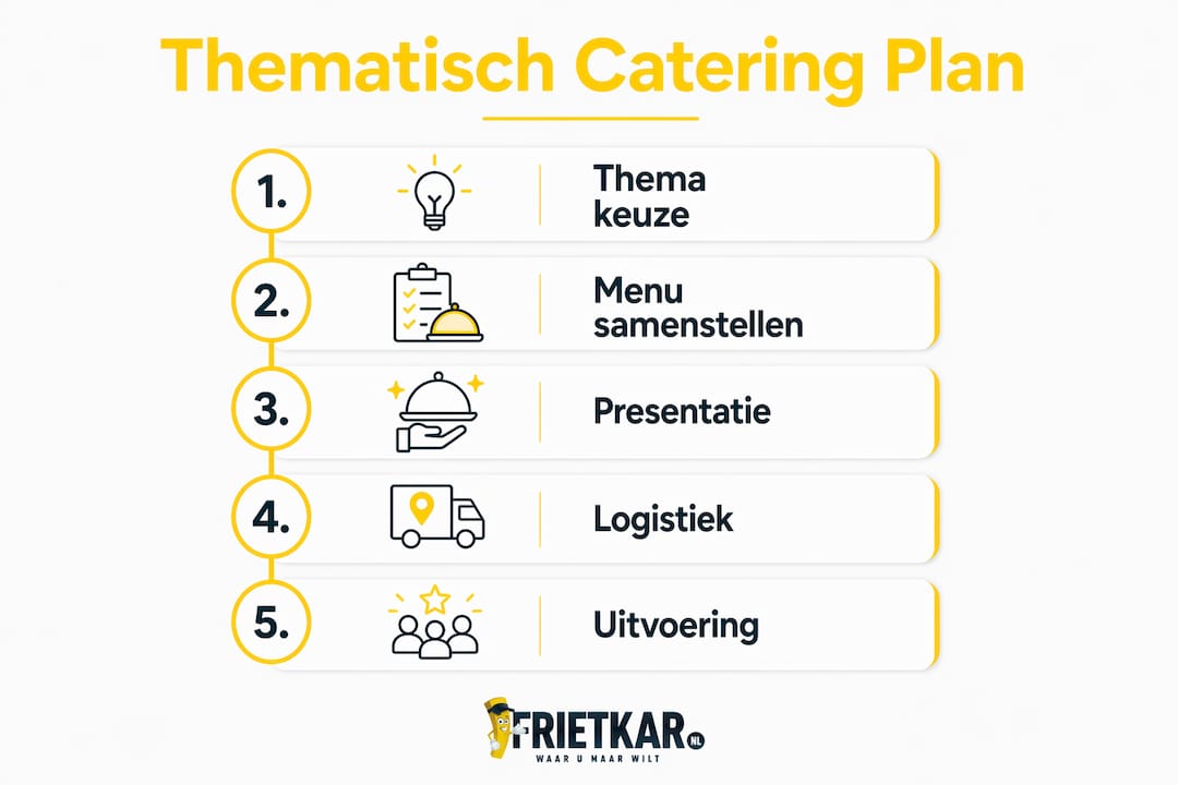 Overzichtelijke infographic: zo pak je de organisatie van themacatering stap voor stap aan