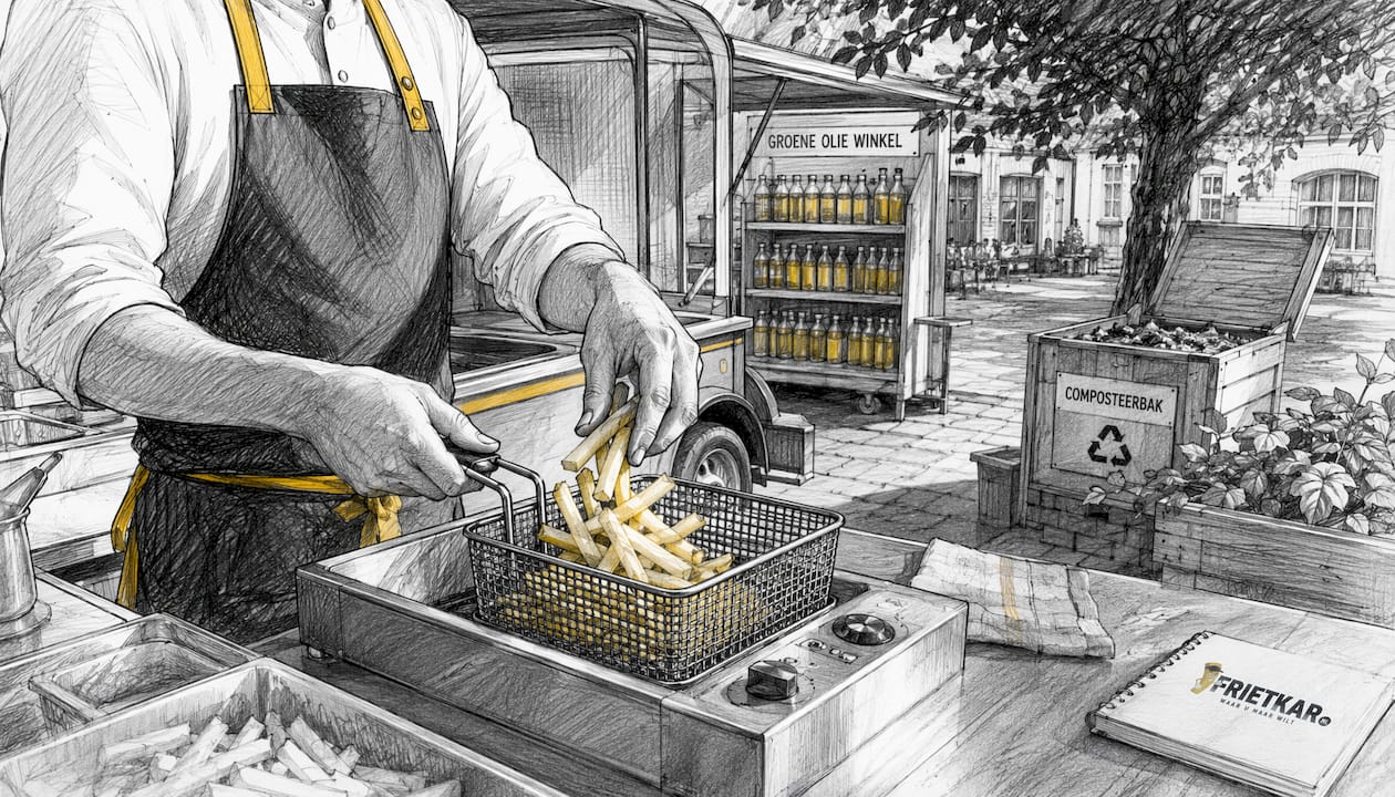 Ons team bakt op de wagen heerlijke friet op een duurzame manier.