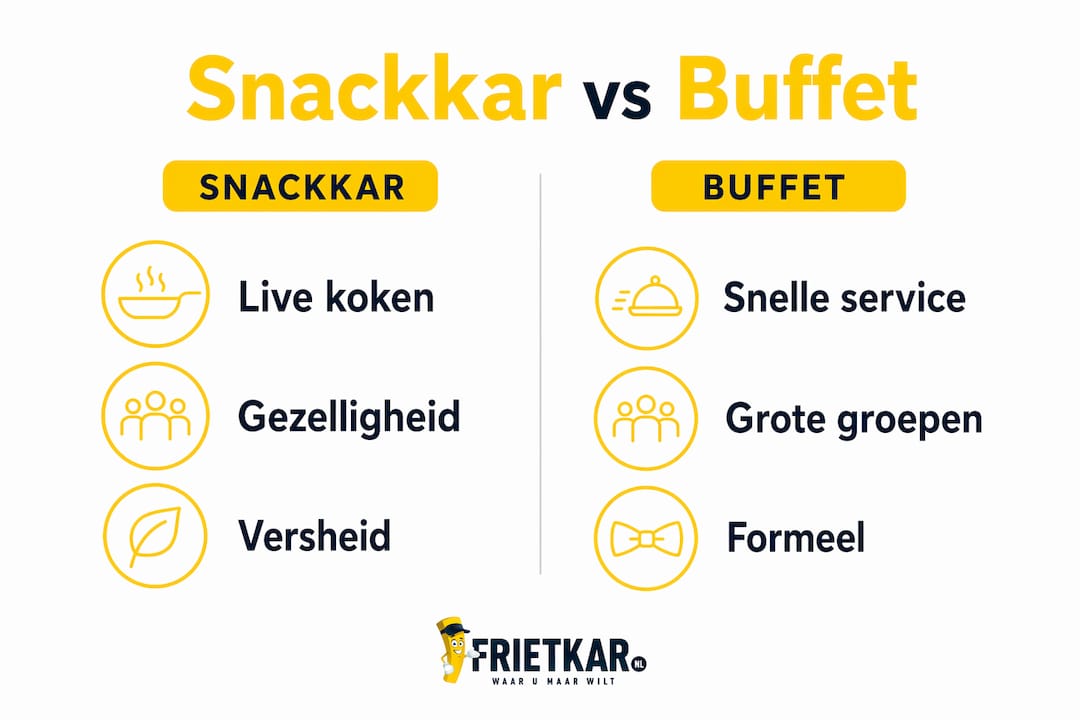 Infographic: de verschillen tussen een snackkar en een buffet op een rij