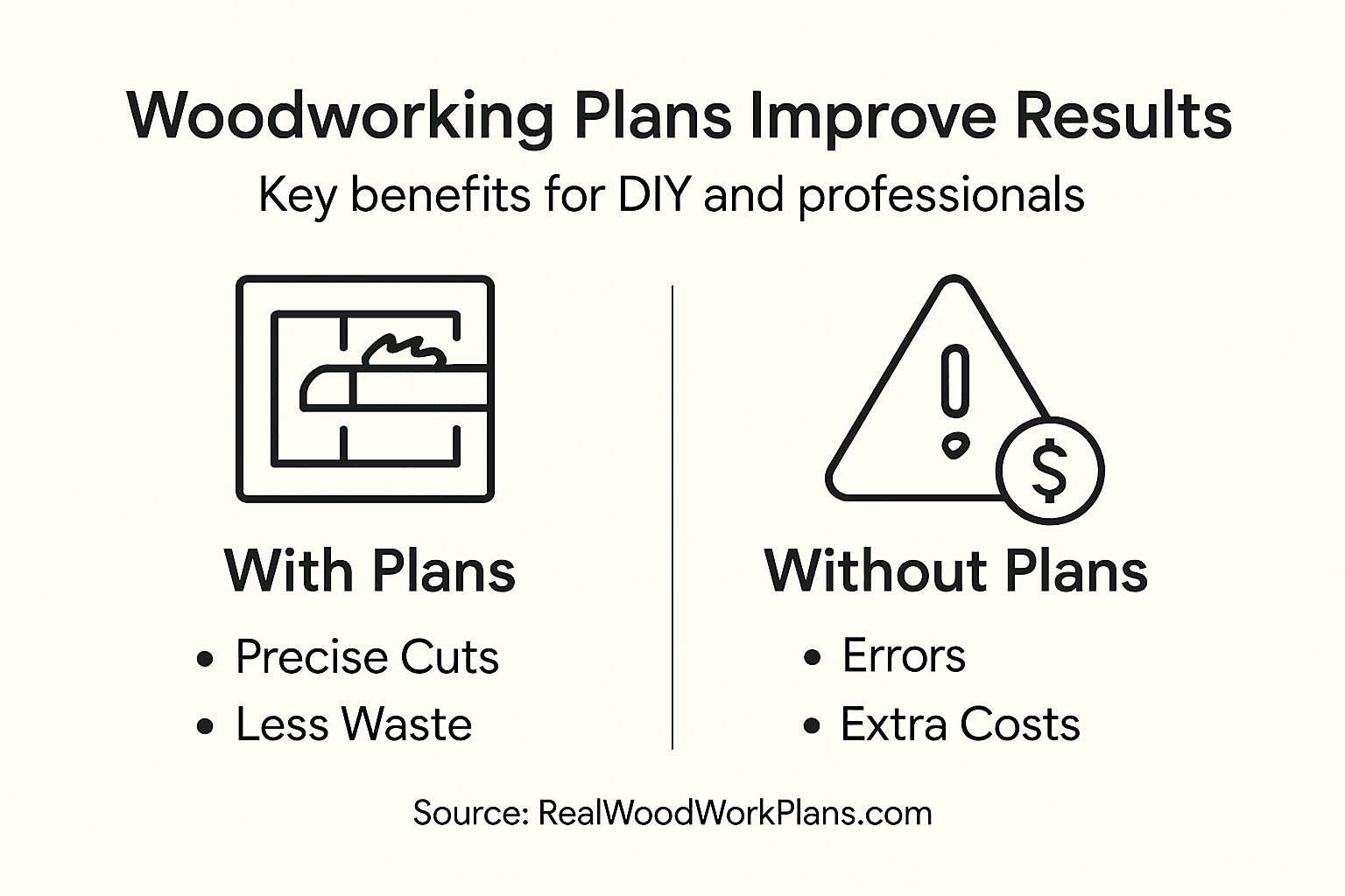 Infographic comparing project results with and without plans