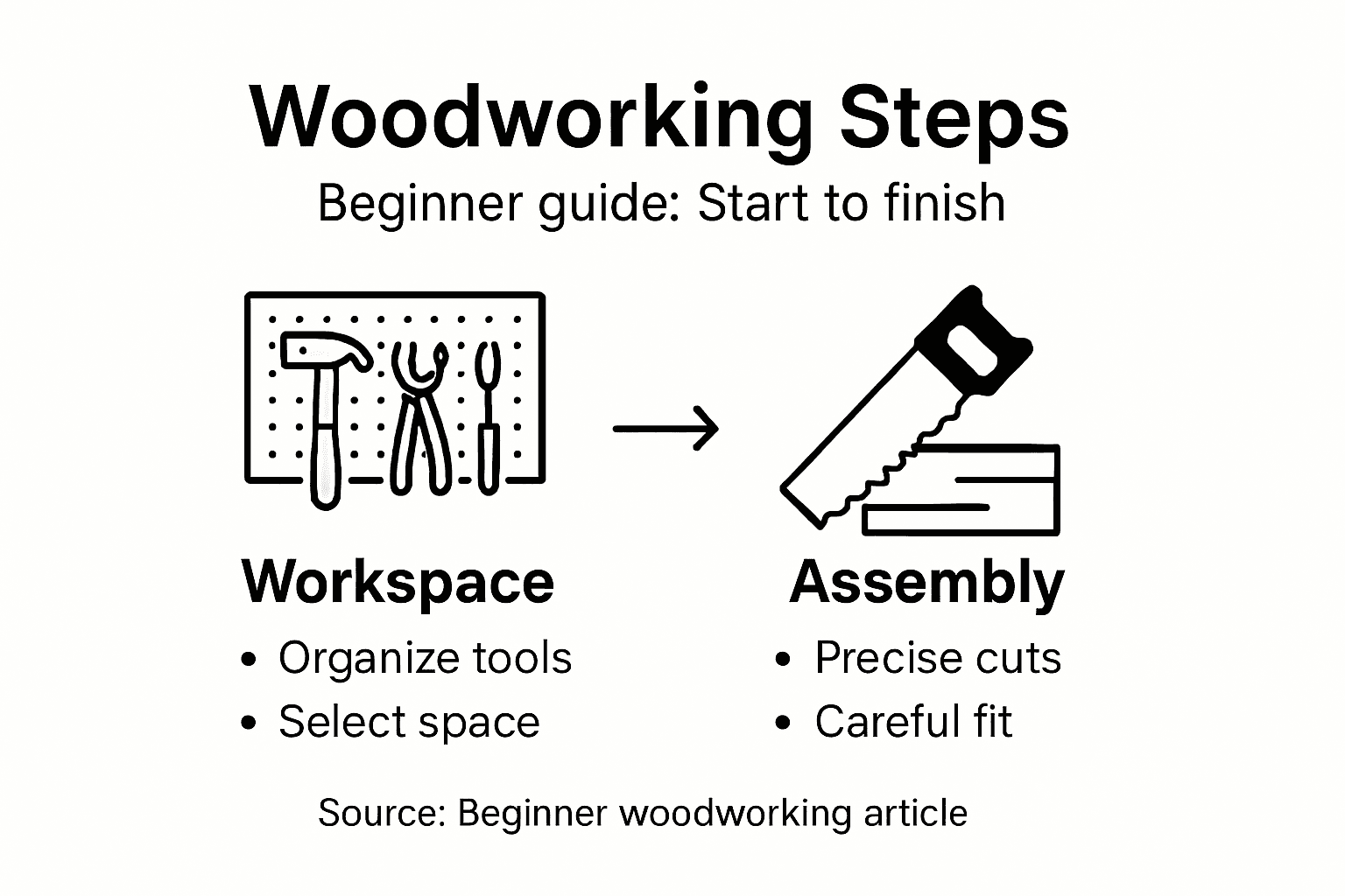 Infographic for step-by-step woodworking process