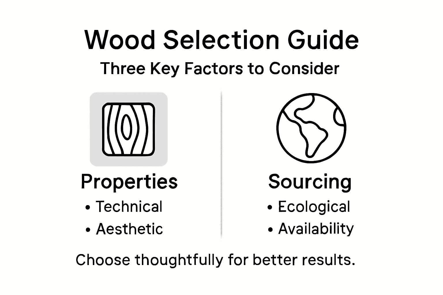 Infographic of main wood selection factors