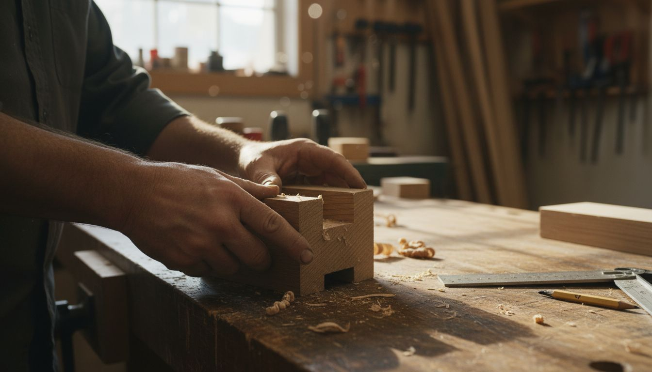 Close-up mortise and tenon joint assembly