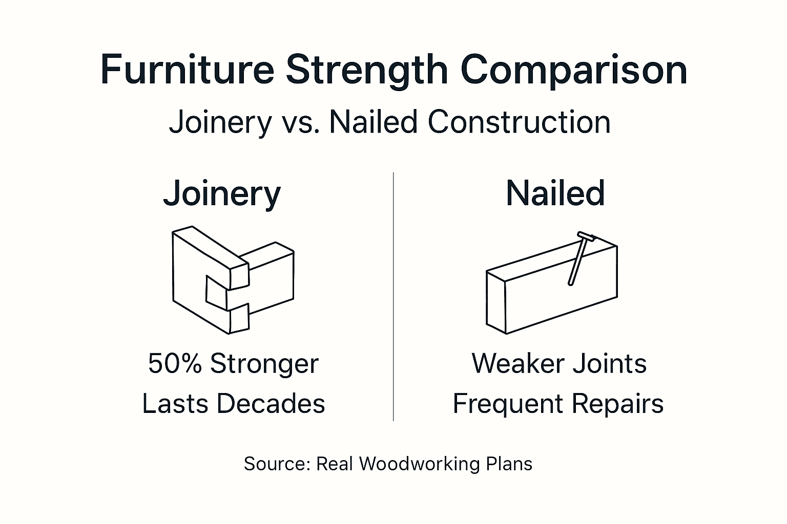 Infographic comparing joinery and nailed furniture