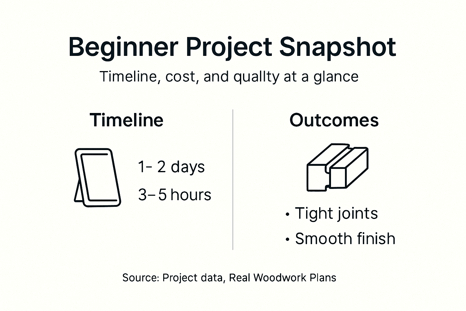 Infographic of project time, cost, and outcomes