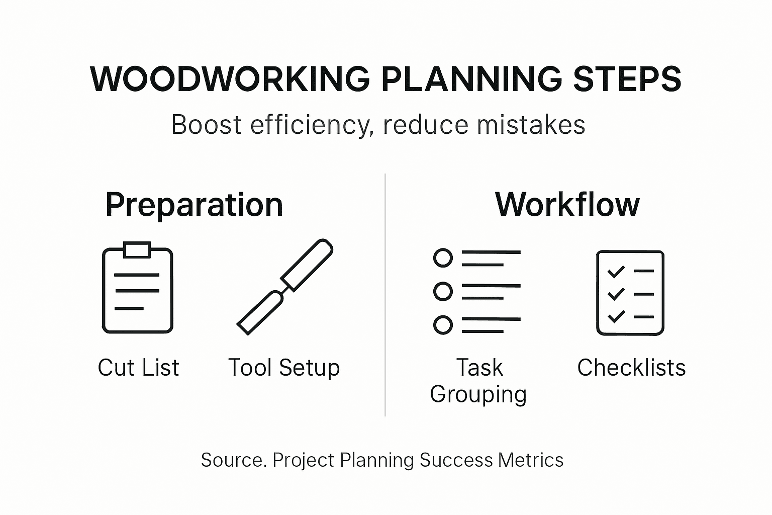 Infographic showing woodworking planning workflow