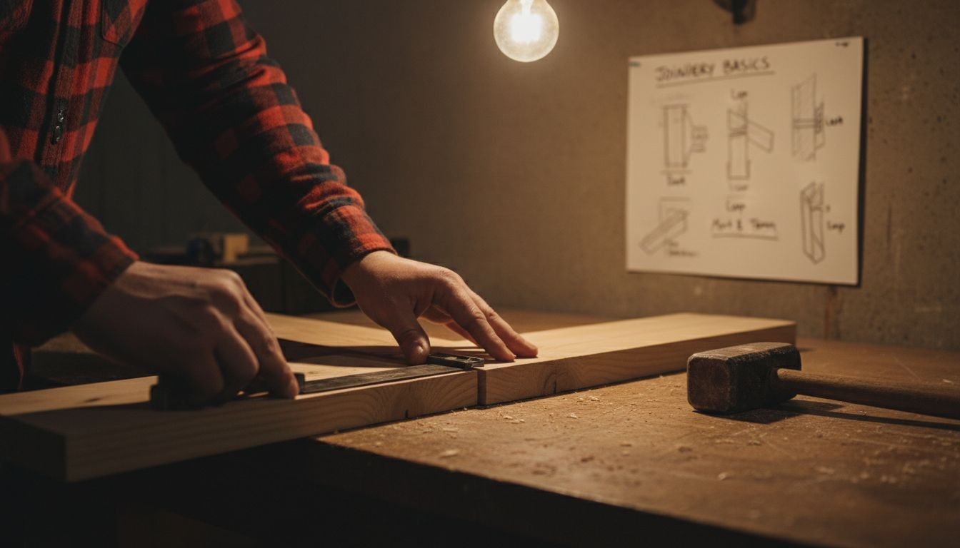 Close-up of butt joint woodworking demo