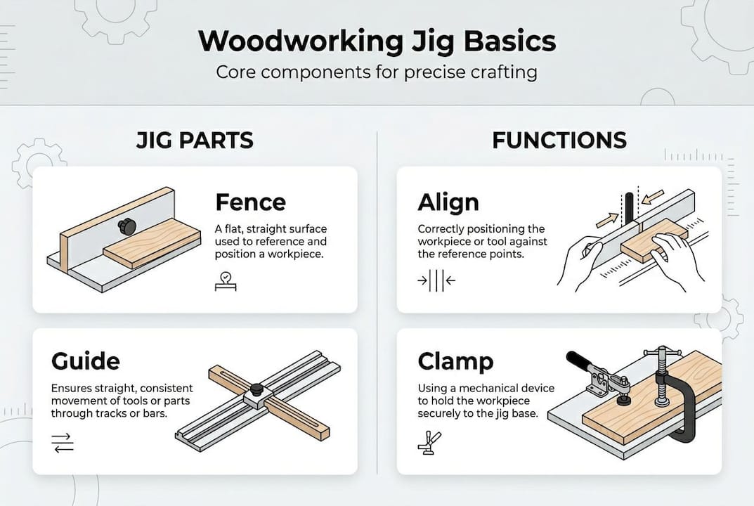 Infographic on basic jig parts and functions