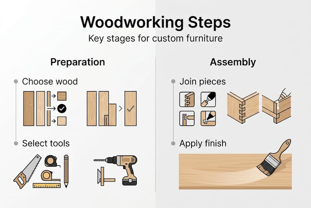 Infographic custom furniture woodworking steps