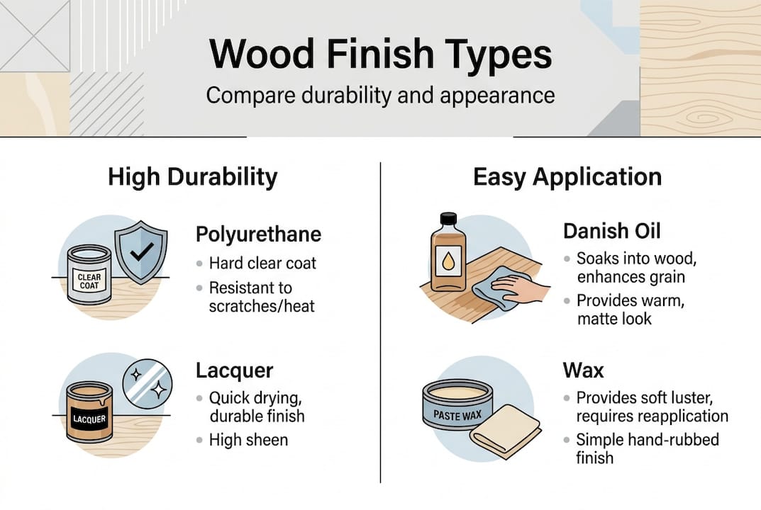Infographic comparing wood finish types