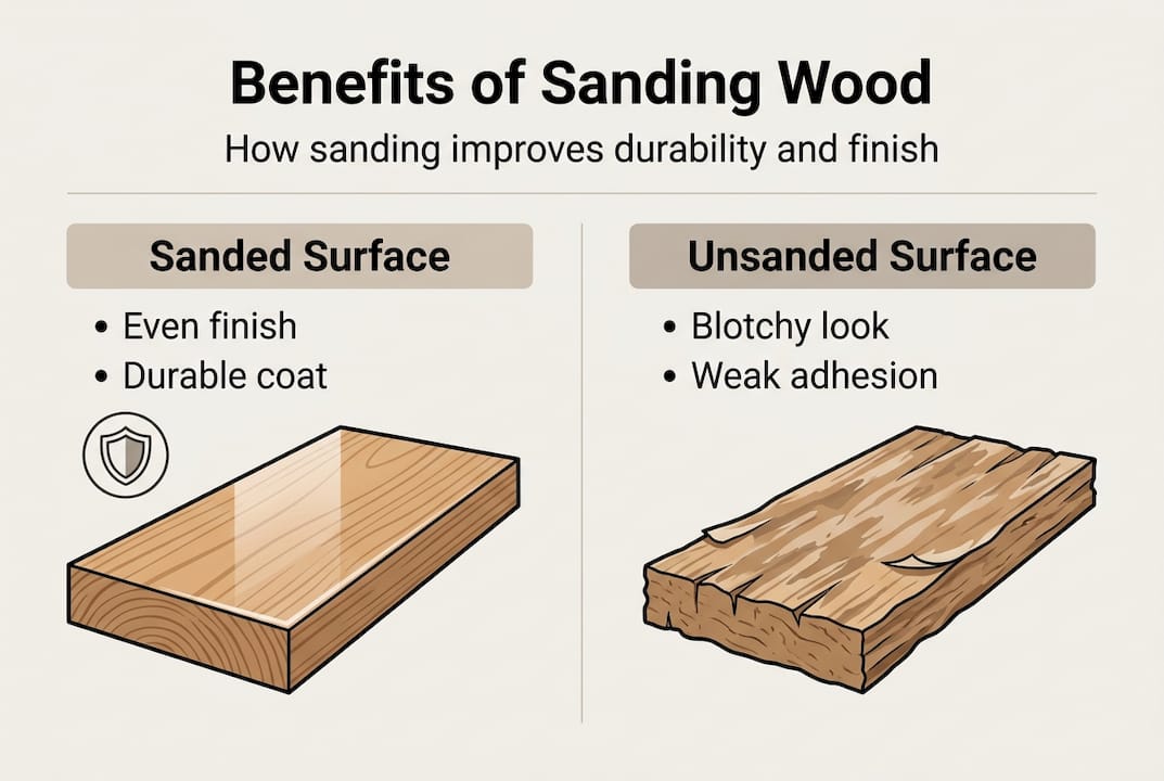 Infographic comparing sanded vs unsanded wood