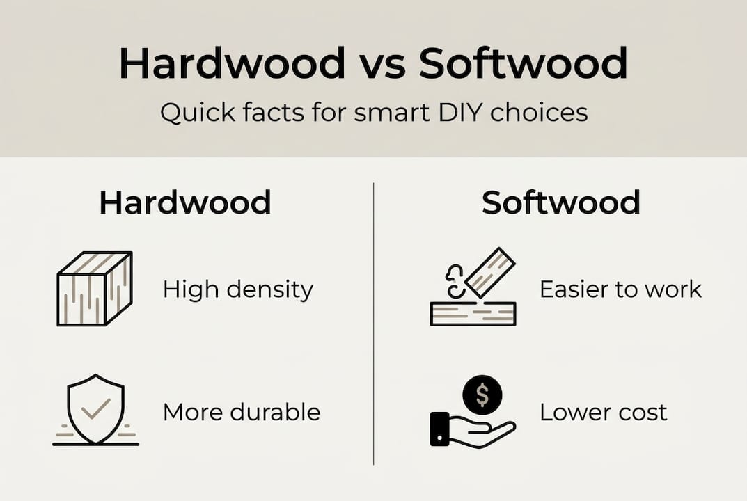 Infographic highlighting main hardwood and softwood differences