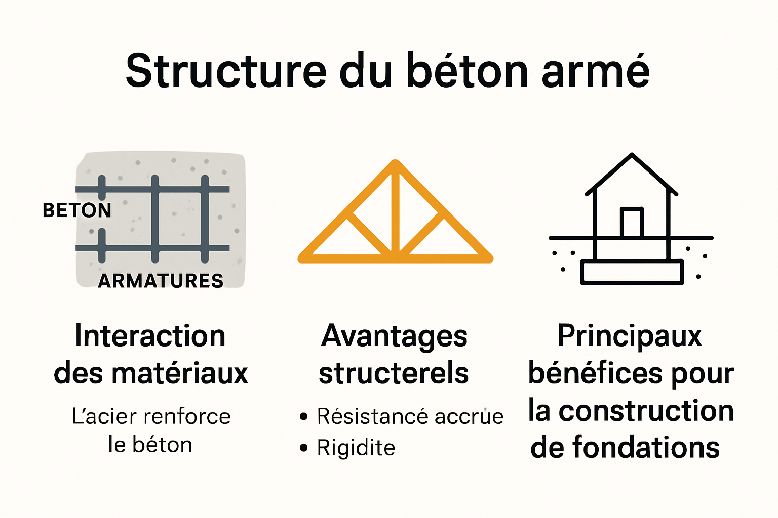 Structure interne d'une fondation en béton armé