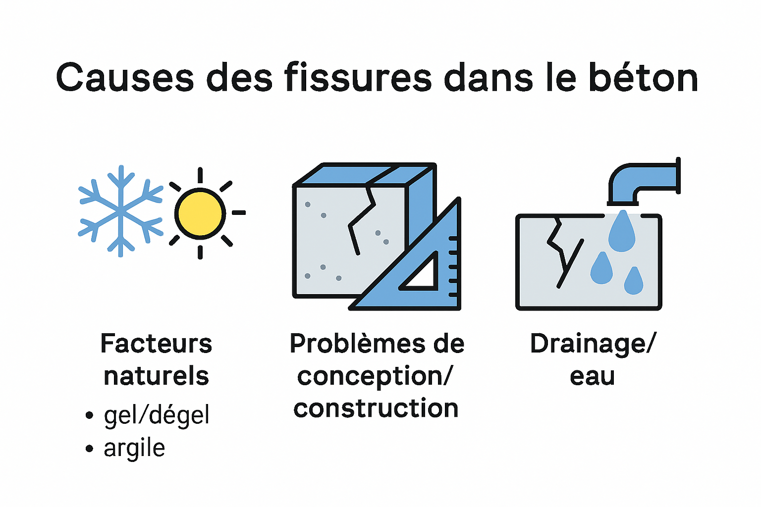Principales causes des fissures du béton illustrées