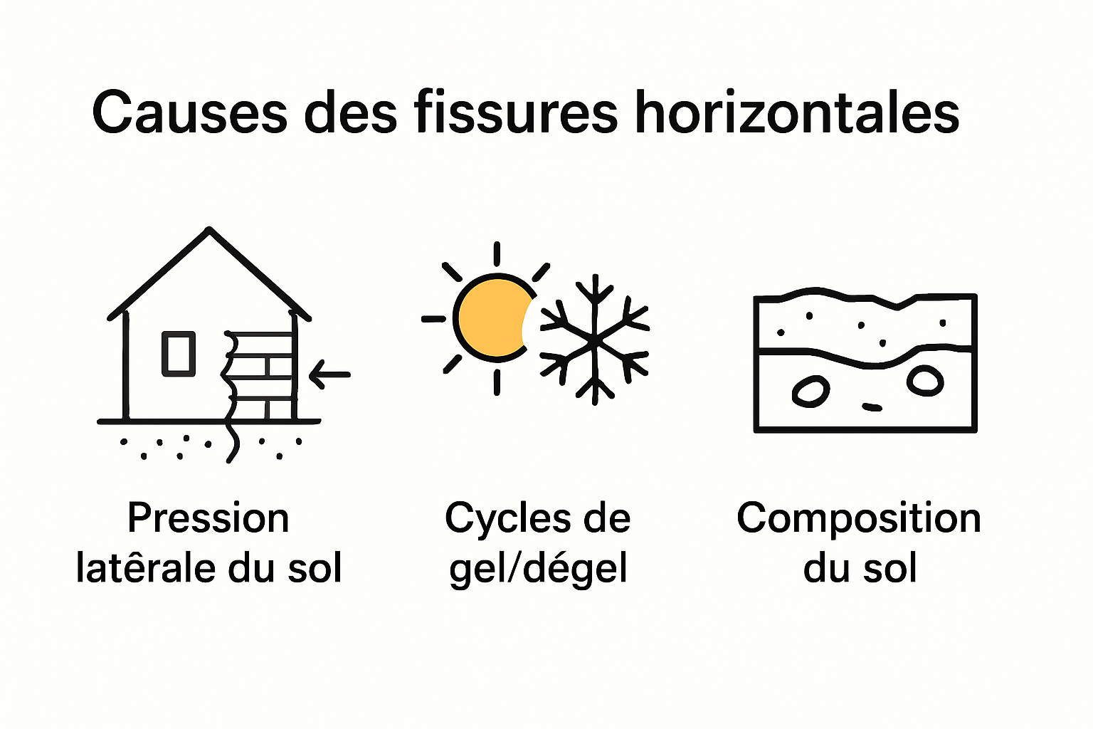 Infographie sur principales causes fissures horizontales mur
