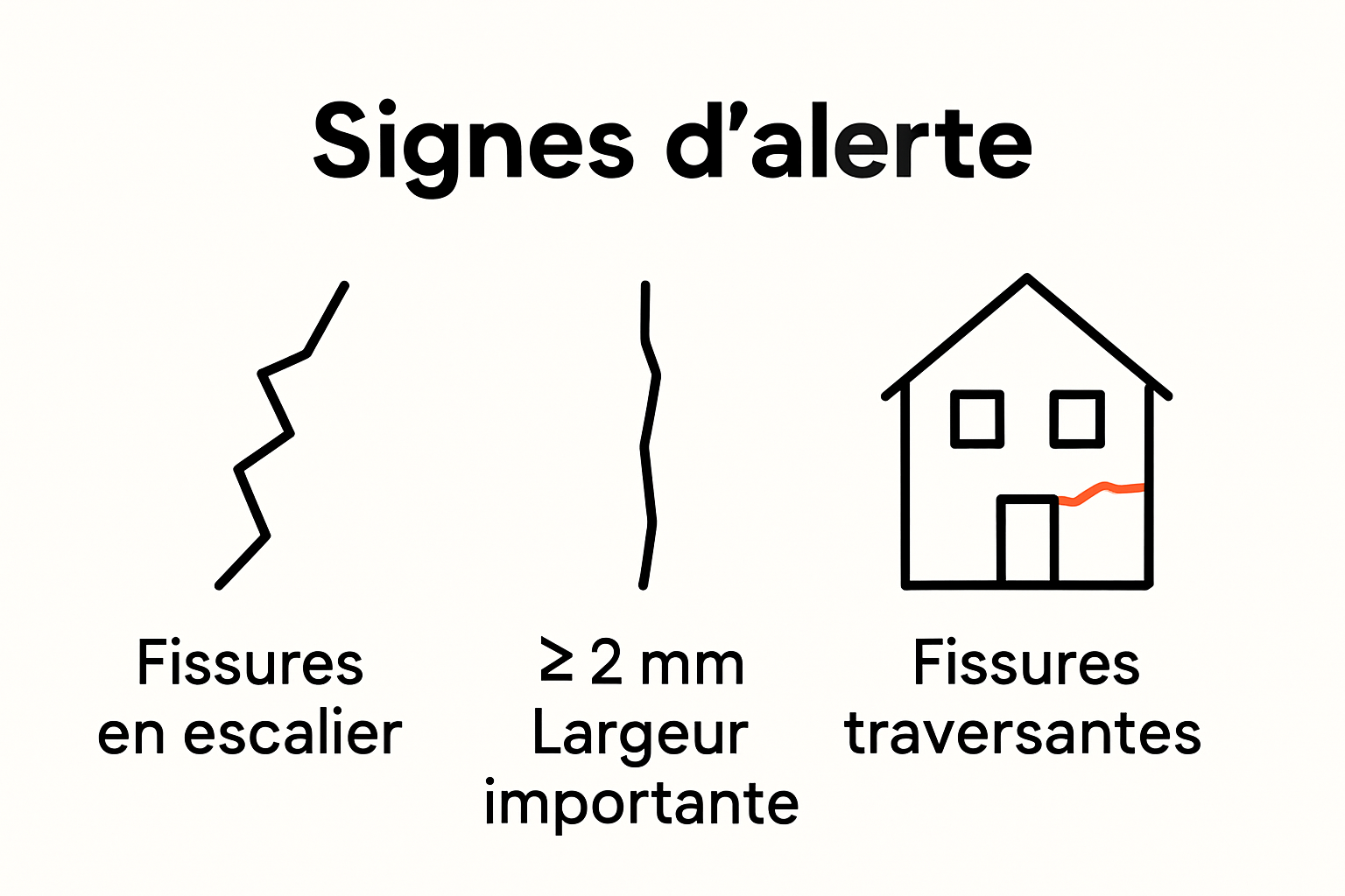 Infographie sur les signes d'alerte urgent pour expert fissure