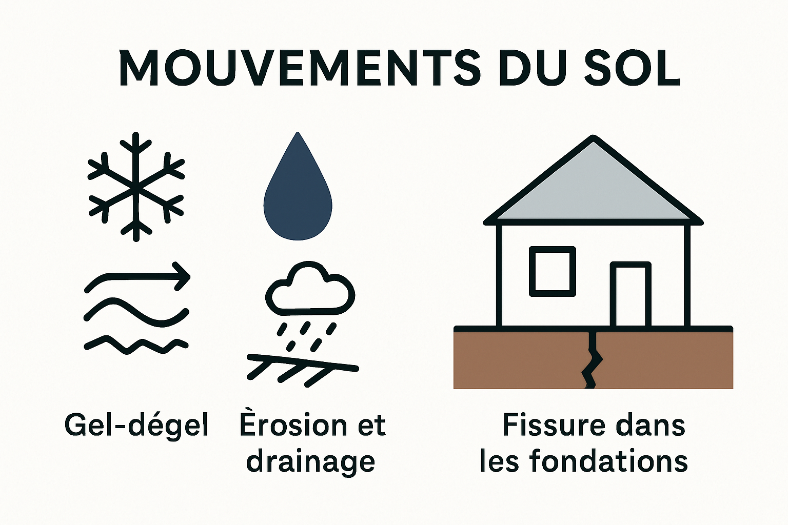 Infographie sur l’impact des mouvements du sol sur les fissures de fondation