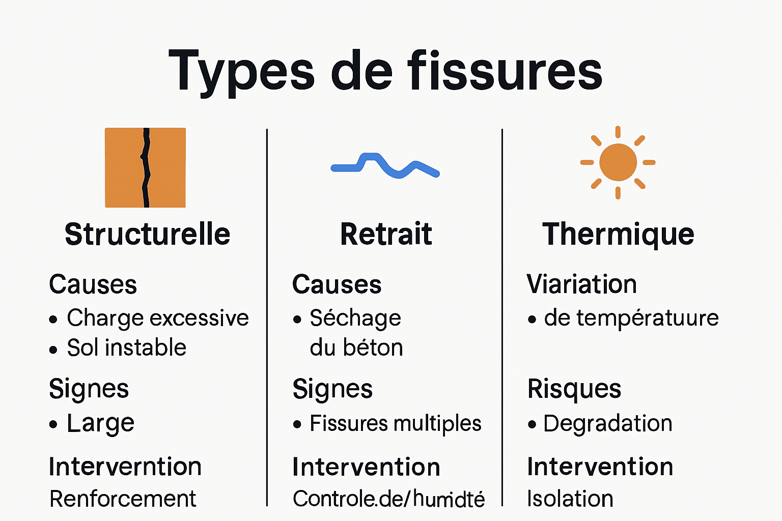 Infographie types et causes des fissures maison